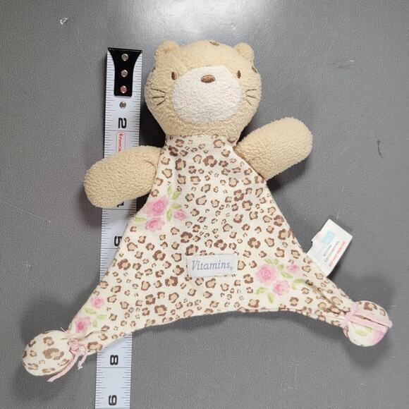Vitamins Baby Leopard Lovey Plush Toy 8" Floral Cheetah Print 2011 Security Cat - Picture 5 of 11